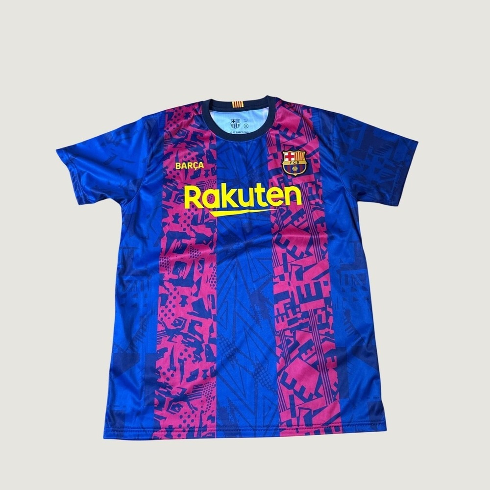FC Barcelona Soccer Jersey Mens Blue Pink Rakuten Unicef Graphic SIZE M
